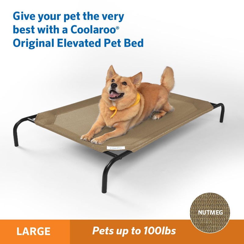 Coolaroo Original Elevated Dog Bed - Breathable Off-The-Ground Pet Bed with Cooling Fabric, Joint Relief & Moisture-Resistant Fabric, 100% Recyclable, Easy Clean, Nutmeg, Large - Image 2